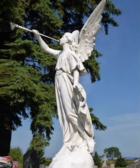 Life-Size Marble Angel Cemetery Sculpture for Gardens